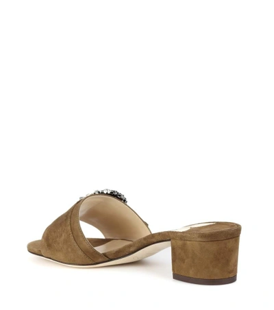 Shop Jimmy Choo Granger 35 Suede Slides In Green