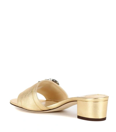 Shop Jimmy Choo Granger 35 Metallic Leather Slides In Gold