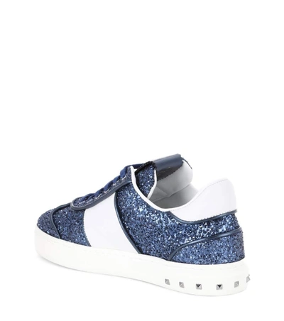 Shop Valentino Fly Crew Glitter Sneakers In Blue