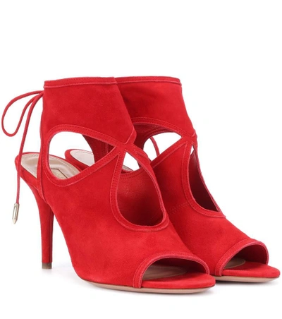 Shop Aquazzura Sexy Thing 85 Suede Sandals In Red