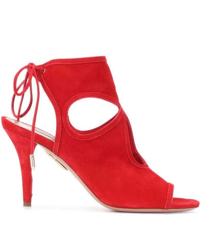 Shop Aquazzura Sexy Thing 85 Suede Sandals In Red