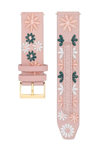 Shop Rebecca Minkoff Major Interchangeable Pink Floral Stitched Strap In Soft Blush
