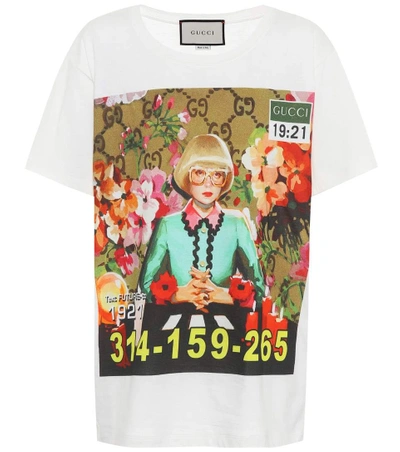 Shop Gucci Printed Cotton T-shirt In Multicoloured