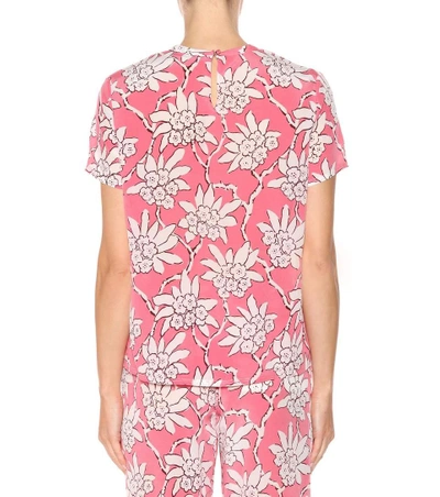 Shop Valentino Floral-printed Silk Top In Pink