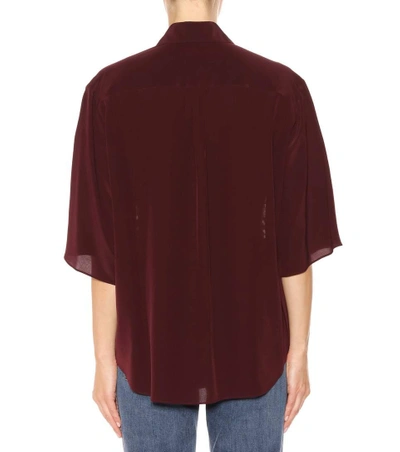 Shop Valentino Lace-trimmed Silk Blouse In Red
