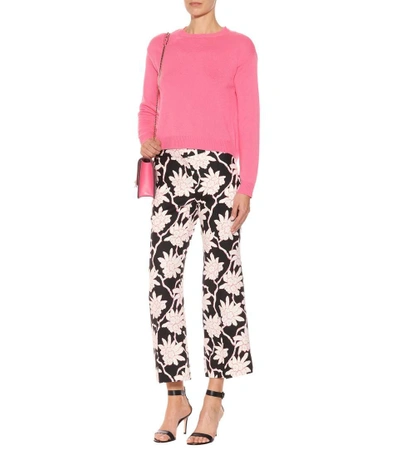 Shop Valentino Printed Wool And Silk Trousers In Multicoloured