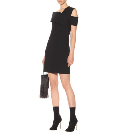 Shop Helmut Lang Wool-blend One-shoulder Dress In Black