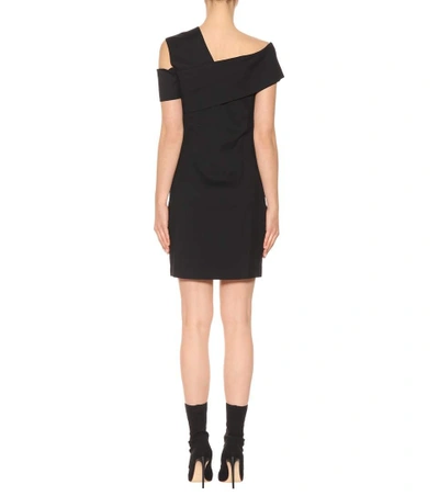 Shop Helmut Lang Wool-blend One-shoulder Dress In Black