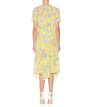 Shop Valentino Floral-printed Stretch-silk Midi Dress In Yellow