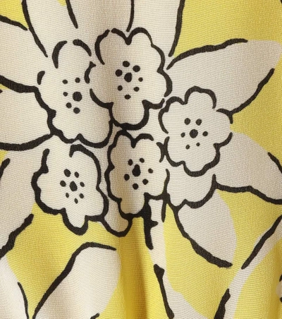 Shop Valentino Floral-printed Stretch-silk Midi Dress In Yellow