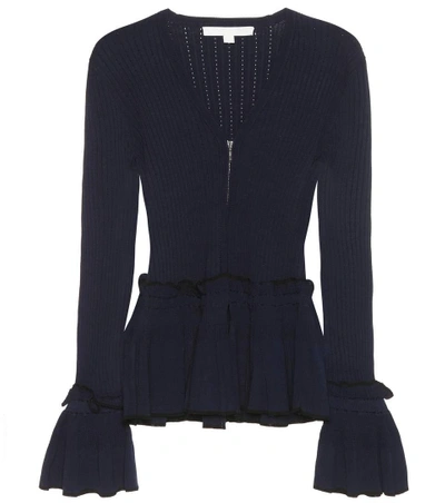 Shop Jonathan Simkhai Ribbed Cardigan In Blue