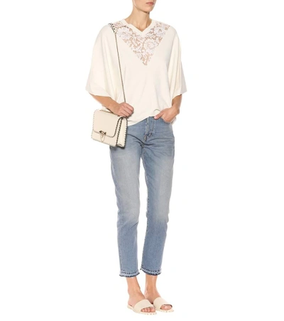 Shop Valentino Lace-trimmed Poncho In White