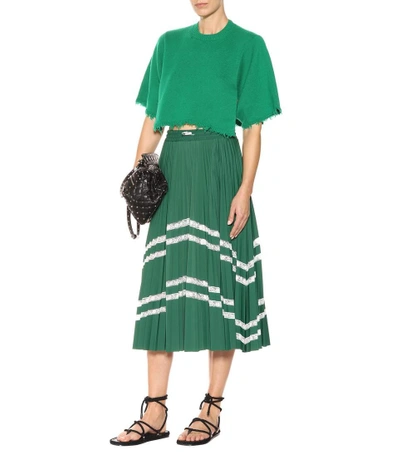 Shop Valentino Cropped Cashmere Sweater In Green