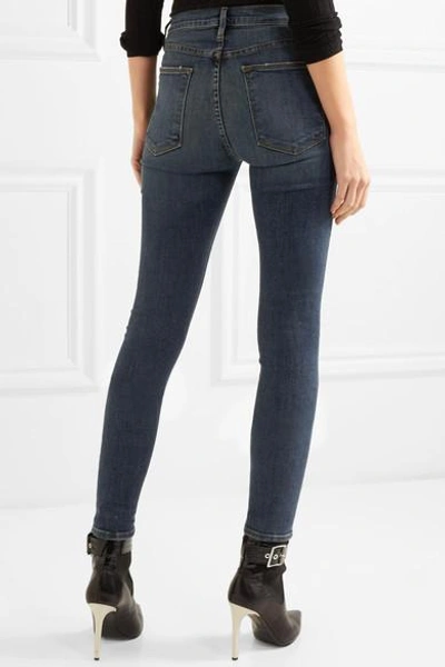 Shop Frame Le High Skinny Jeans In Dark Denim