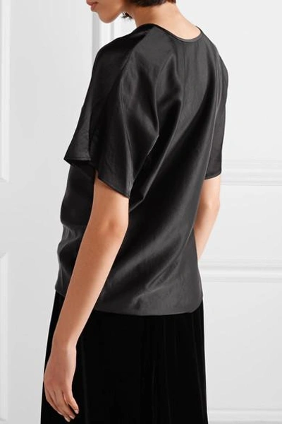 Shop Alexander Wang T Oversized Ruched Satin Top In Black