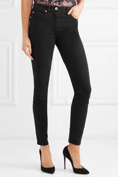 Shop Versace Mid-rise Skinny Jeans In Black