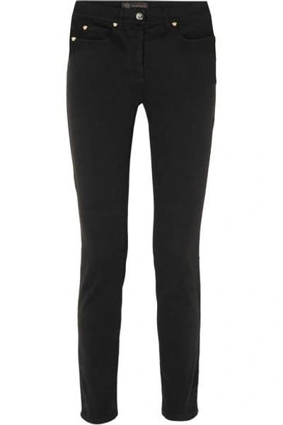 Shop Versace Mid-rise Skinny Jeans In Black