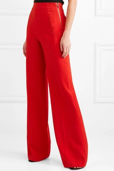 Shop Roland Mouret Axon Stretch-crepe Wide-leg Pants In Red