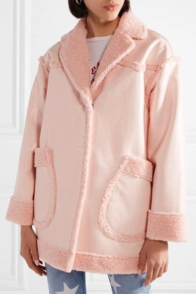 Shop Opening Ceremony Reversible Faux Shearling And Faux Leather Coat In Pastel Pink