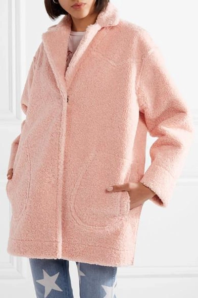 Shop Opening Ceremony Reversible Faux Shearling And Faux Leather Coat In Pastel Pink