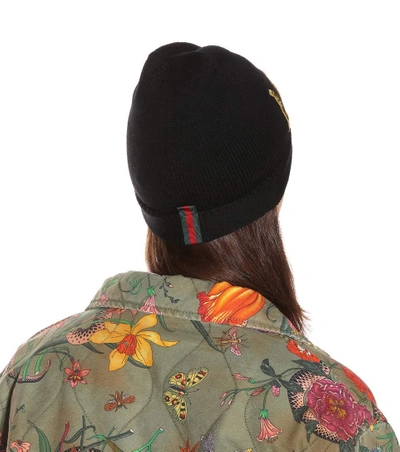 Shop Gucci Sequinned Wool Hat In Black