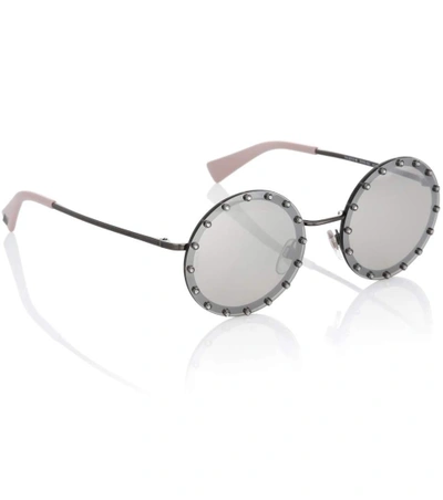 Shop Valentino Round Sunglasses In Grey