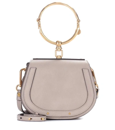 Shop Chloé Small Nile Leather Bracelet Bag In Grey
