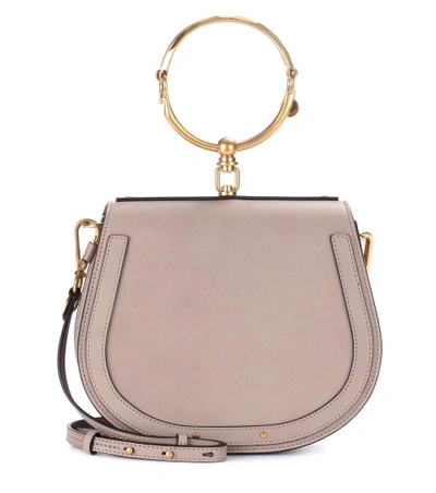 Shop Chloé Medium Nile Leather Bracelet Bag In Grey