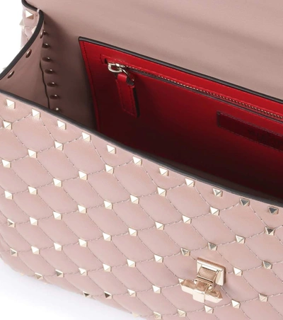 Shop Valentino Rockstud Spike Large Leather Shoulder Bag In Neutrals