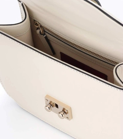 Shop Valentino Lock Leather Shoulder Bag In White