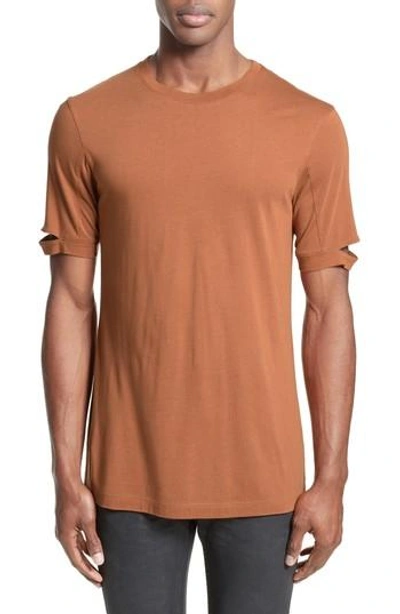 Shop Helmut Lang Sliced Sleeve T-shirt In Burnt Orange