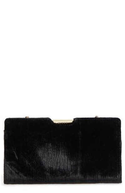 Shop Milly Croc Embossed Velvet Frame Clutch - Black