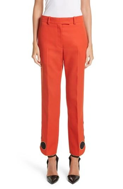 Shop Calvin Klein 205w39nyc Embroidered Hem Wool Gabardine Pants In Orange Red
