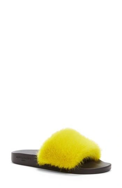 Shop Givenchy Genuine Mink Fur Slide Sandal In Yellow