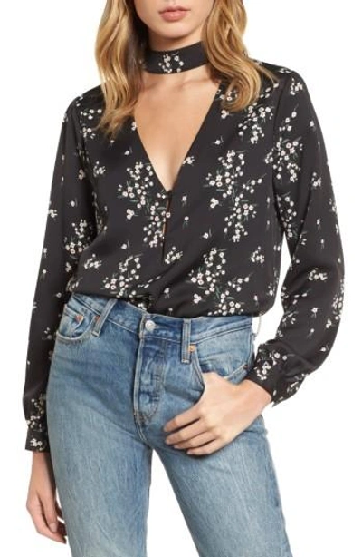 Shop L'academie The Harper Choker Blouse In Ditsy Blossom