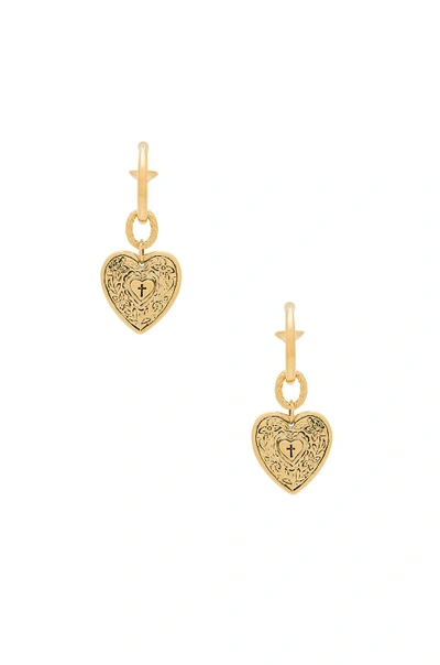 Shop Vanessa Mooney The Angelica Heart Hoop Earrings In Metallic Gold