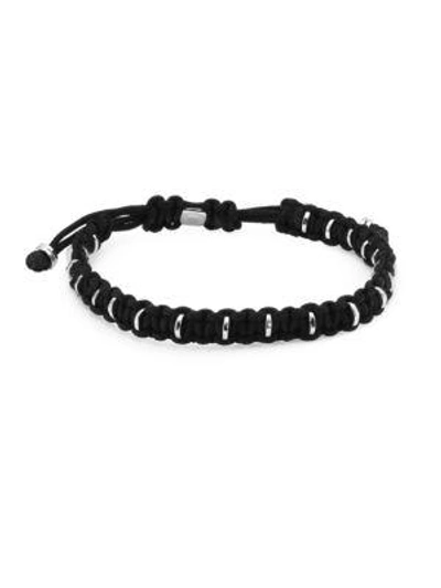 Shop Tateossian Silver Macrame Bamboo Bracelet In Black