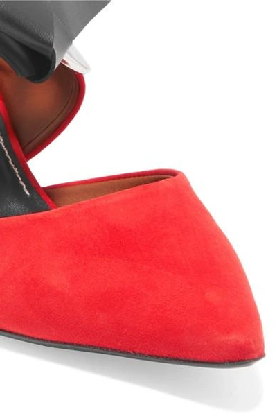 Shop Proenza Schouler Eyelet-embellished Suede Mules In Red