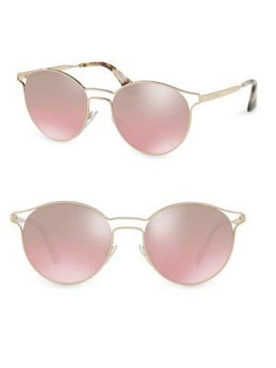 Shop Prada Cutout Round Sunglasses In Gunmetal