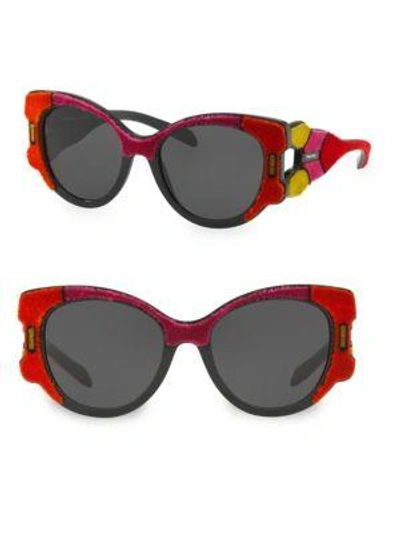 Shop Prada Sculpted Velvet Sunglasses In Red