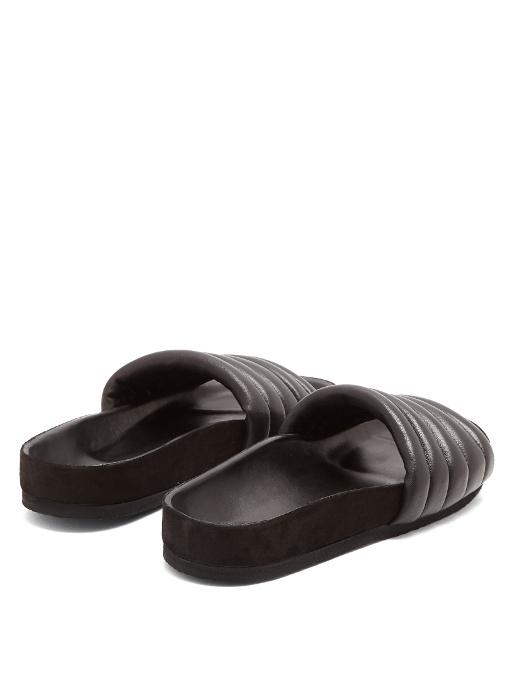 Isabel Marant 20mm Hellea Padded Leather Slide Flats In Black | ModeSens