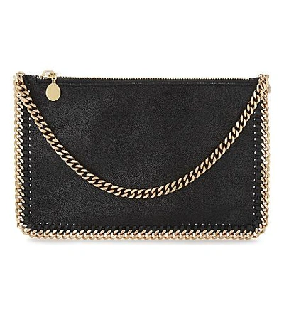 Shop Stella Mccartney Falabella Shaggy Deer Pouchette In Black Gold