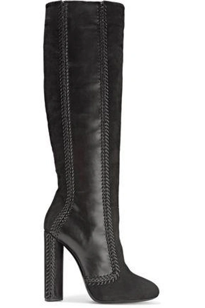 Shop Tom Ford Woman Suede And Leather Over-the-knee Boots Black