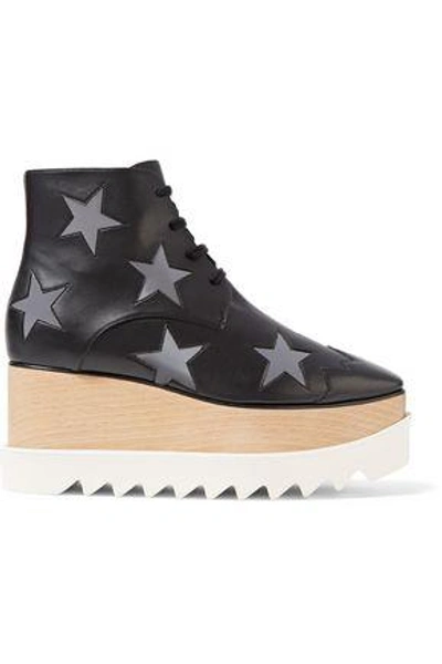 Shop Stella Mccartney Elyse Star Faux Leather Platform Ankle Boots In Black