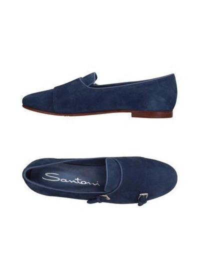 Shop Santoni Loafers In Blue