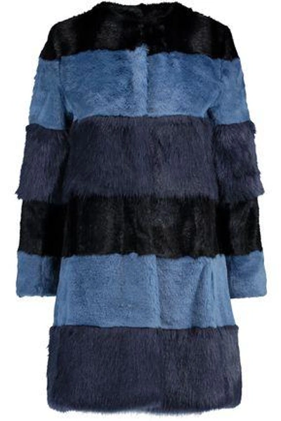 Shop Ainea Paneled Faux Fur Coat In Storm Blue