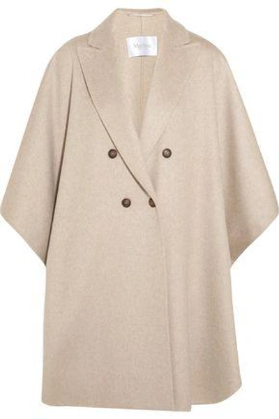 Shop Max Mara Woman Basilio Draped Cashmere Coat Beige