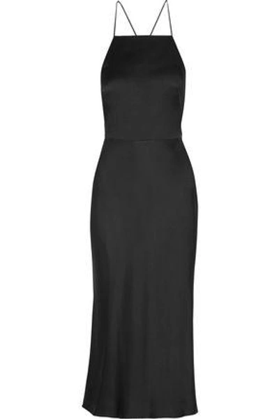 Shop Jason Wu Woman Satin-crepe Midi Dress Black