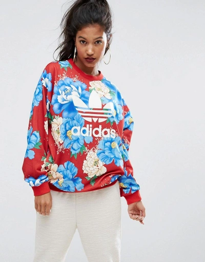Adidas Originals Farm Big Floral Print Sweatshirt - Multi | ModeSens