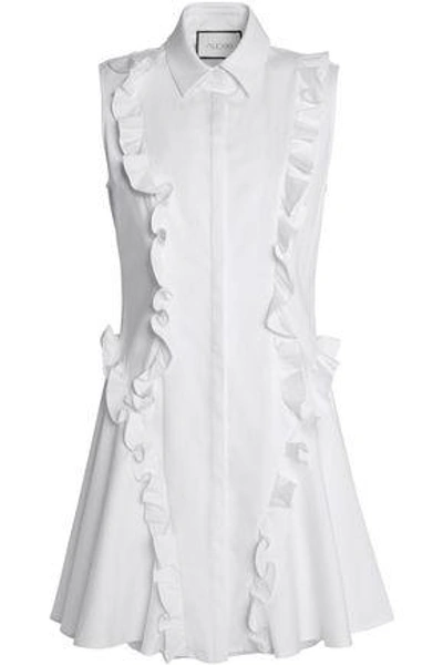 Shop Alexis Woman Ruffle-trimmed Cotton-poplin Mini Dress White